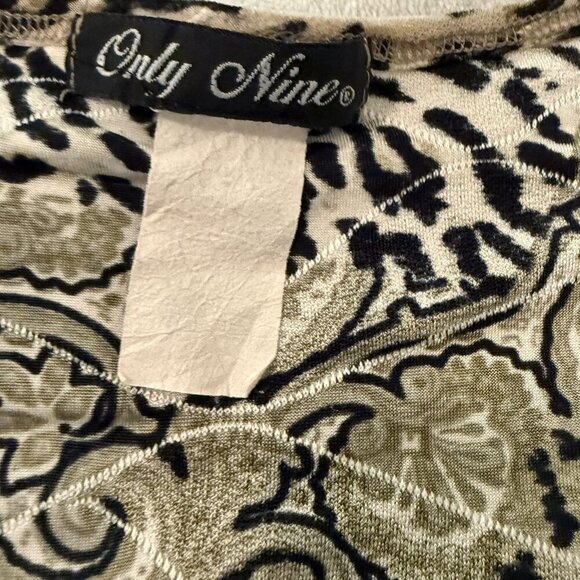 Only Nine Vintage 90s Y2K Olive Green Black Leopard Paisley Stretchy Tank Top XL - Picture 8 of 11